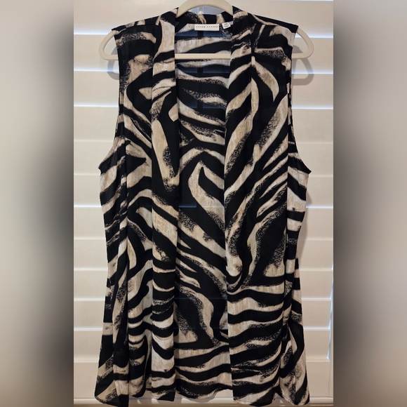 Susan Graver Tops - Susan Graver Open Front Sleeveless Sheer Top